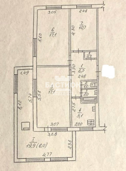3-х комнатная квартира, квартал Ватутина, 20 Б, ID:1961938