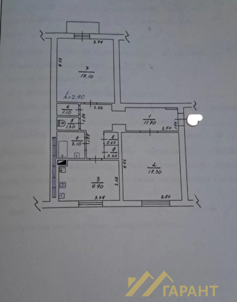 Фото 2-к сталинка с автономным отоплением г.Алчевск#1432