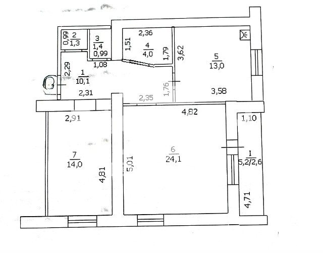 2-комнатная квартира, городок Щорса, 19Б ID:2185636