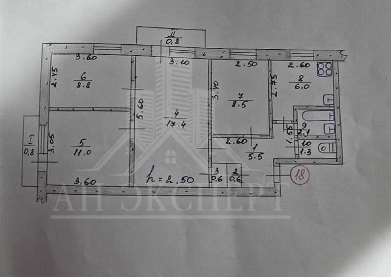 Квартира г. Стаханов (50 лет Октября, д. 6)