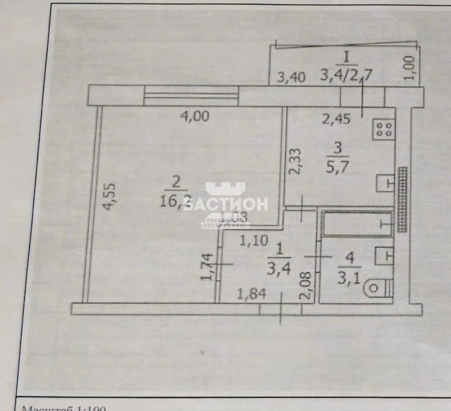Фото Продаётся однокомнатная квартира, 31,1 м²