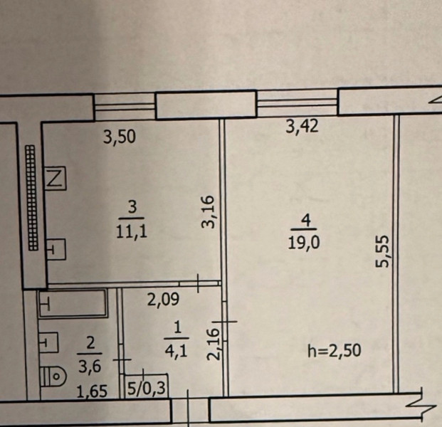 Фото Продаётся однокомнатная квартира, 38 м²