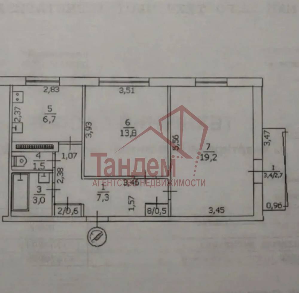 Фото 2 комнатная 55м2 7/9эт кв. Комарова. - Объект №314