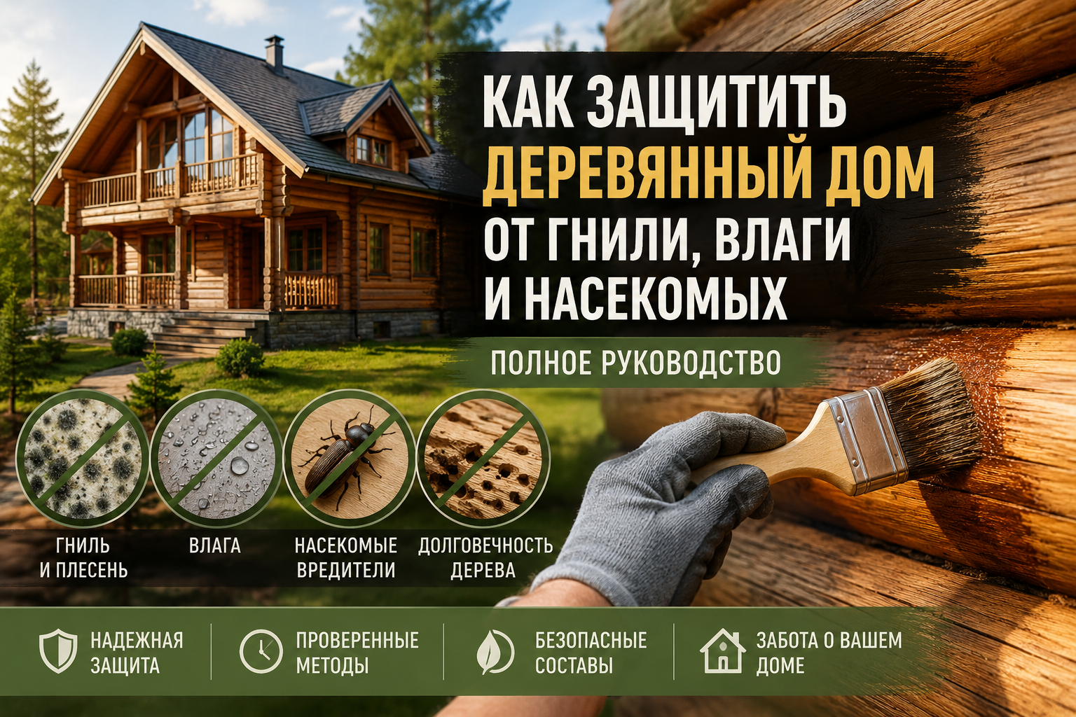 Как защитить деревянный дом от гнили, влаги и насекомых: полное руководство для владельцев