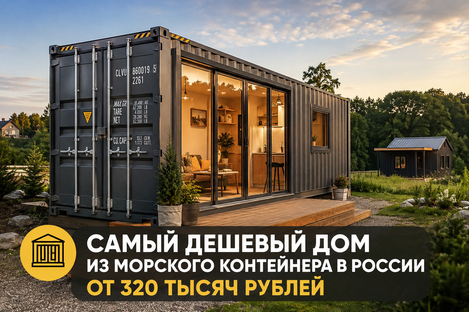 Самый дешевый дом из морского контейнера в России оценили в 320 тысяч рублей