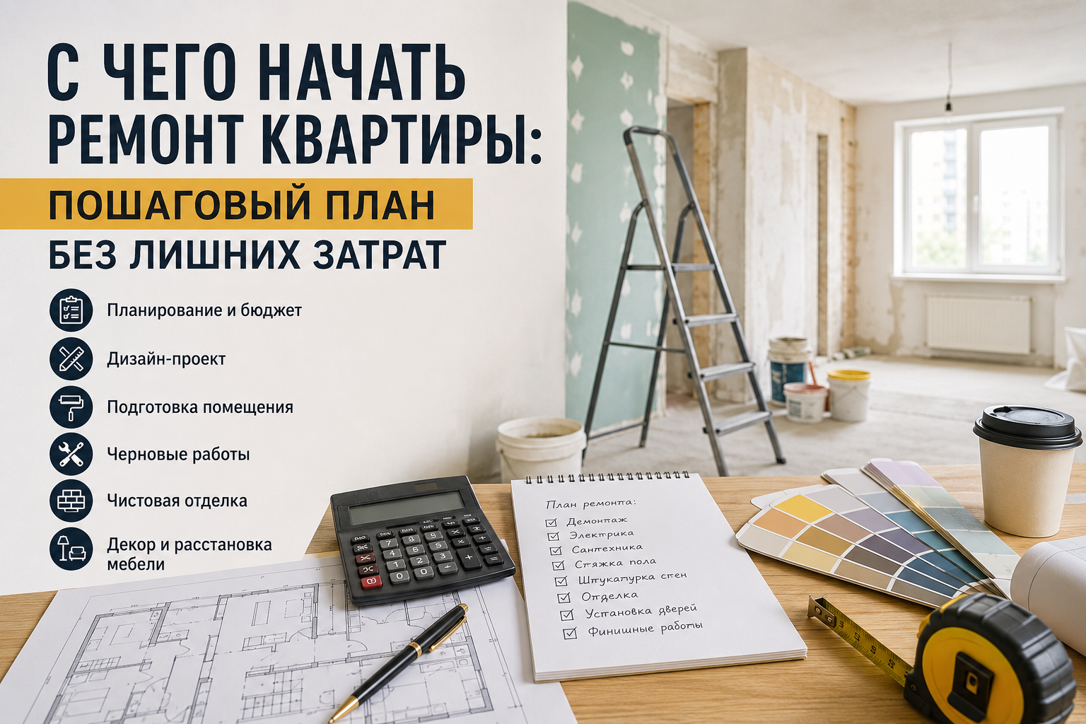 С чего начать ремонт квартиры: пошаговая инструкция для новичков